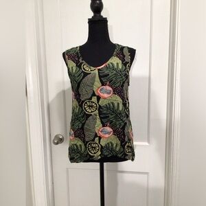 Tropical green sleeveless shirt size medium